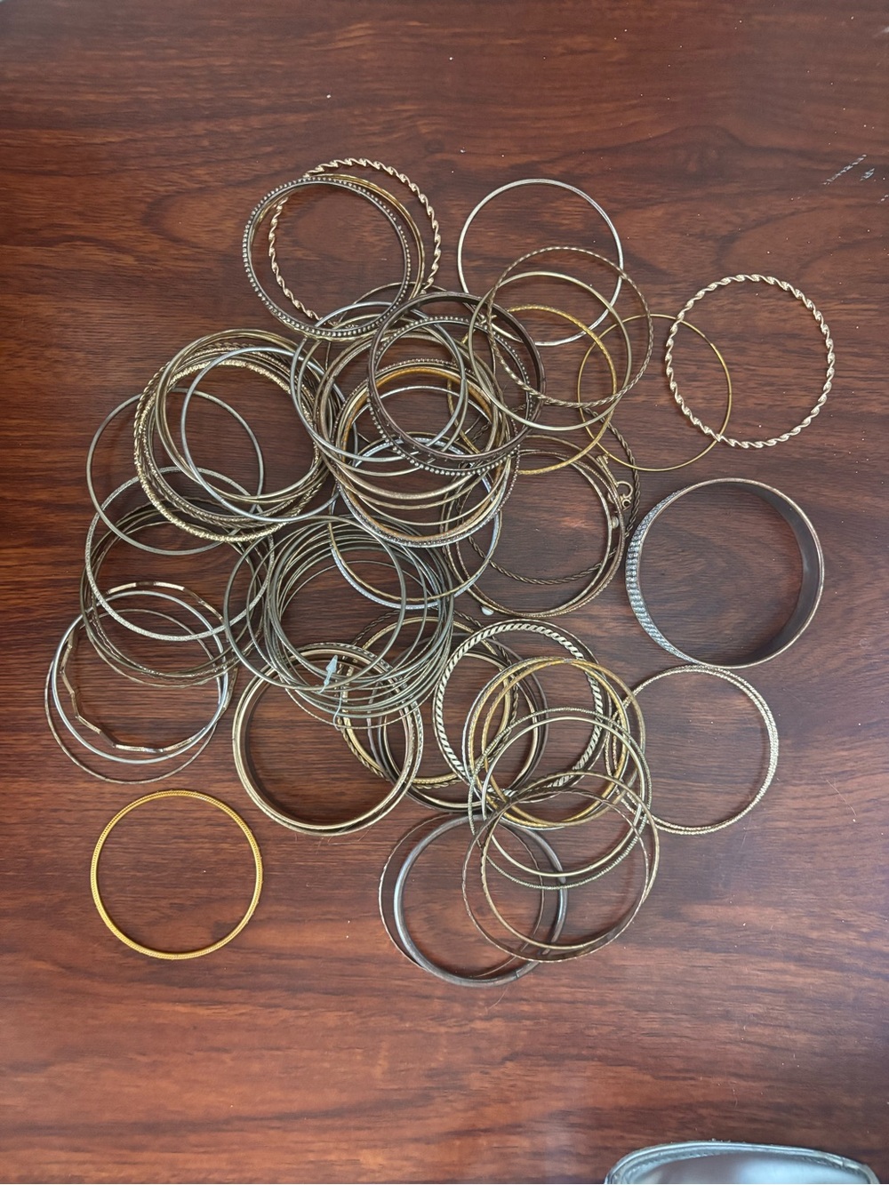 Mixed Metal Thin Bangle Bracelet Set - Gold and Silver